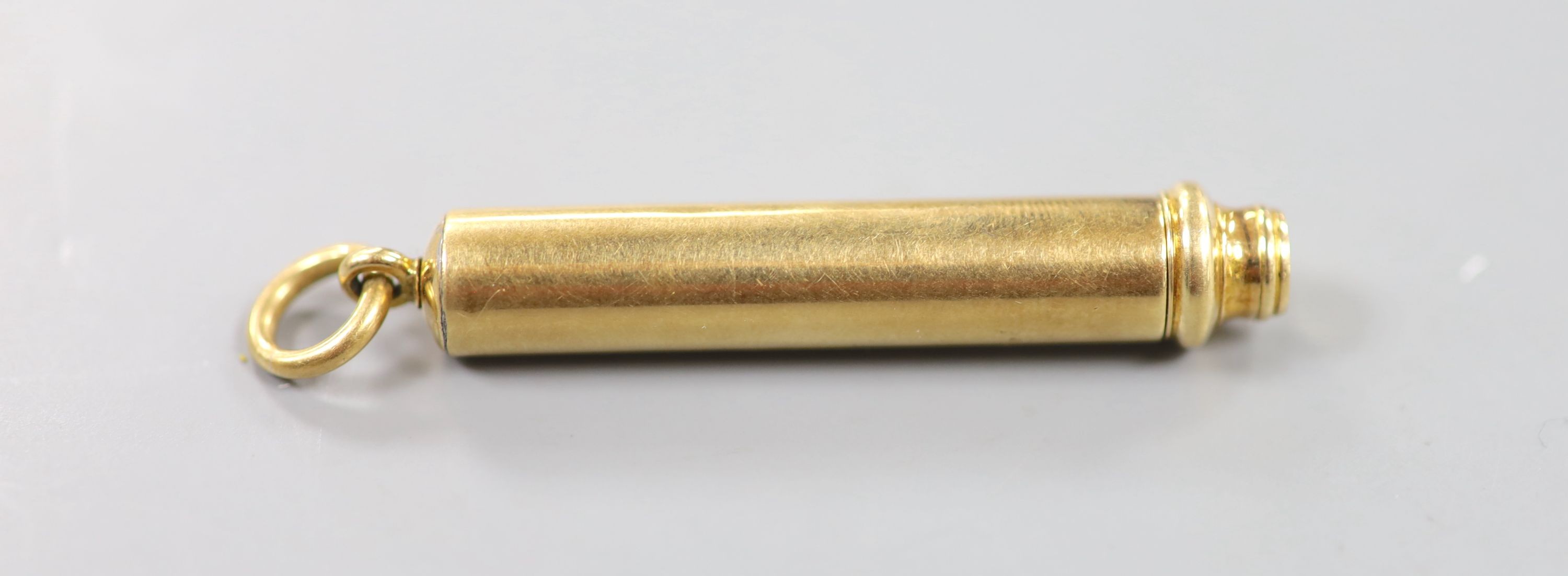 A Sampson Mordan & Co yellow metal overlaid propelling pencil, closed 52mm.